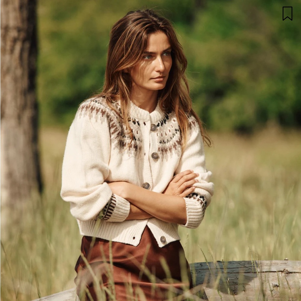 Doen Clarke Cardigan in Oatmeal Olympia Fair Isle